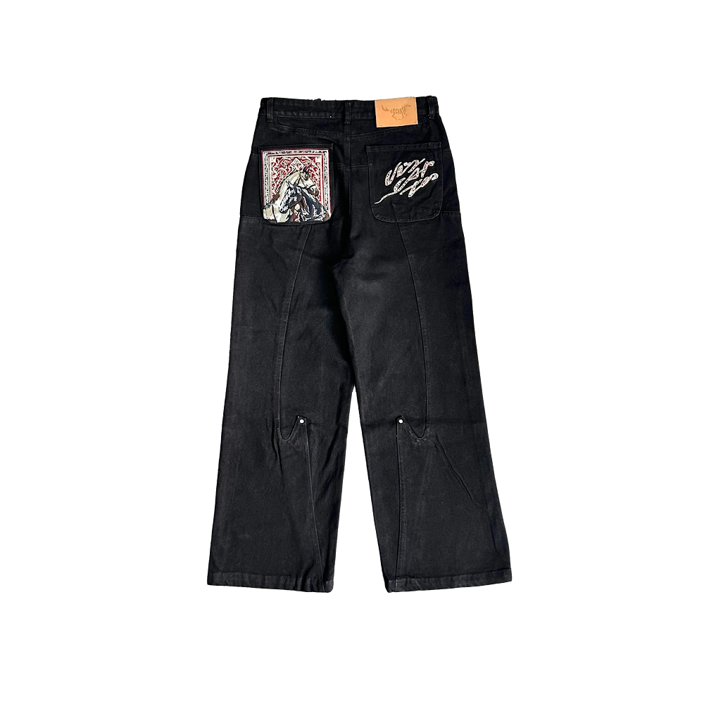 Vescartes Velvet Gallop Denim Jeans / Black