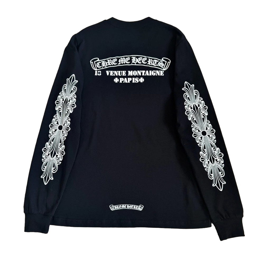 Chrome Hearts Paris Venue Scroll Print Long Sleeve T Shirt
