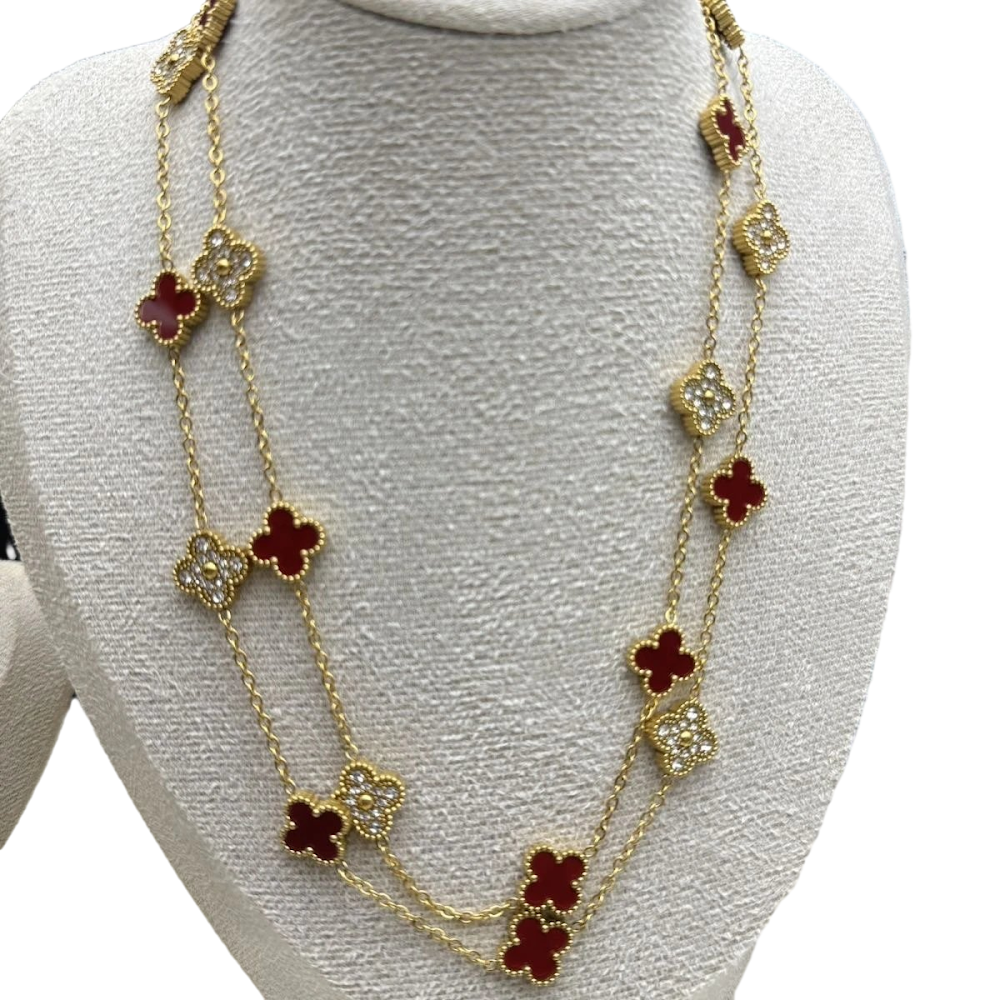 Van Cleef & Arpels Blue Agate Diamond Vintage Alhambra Long Necklace
