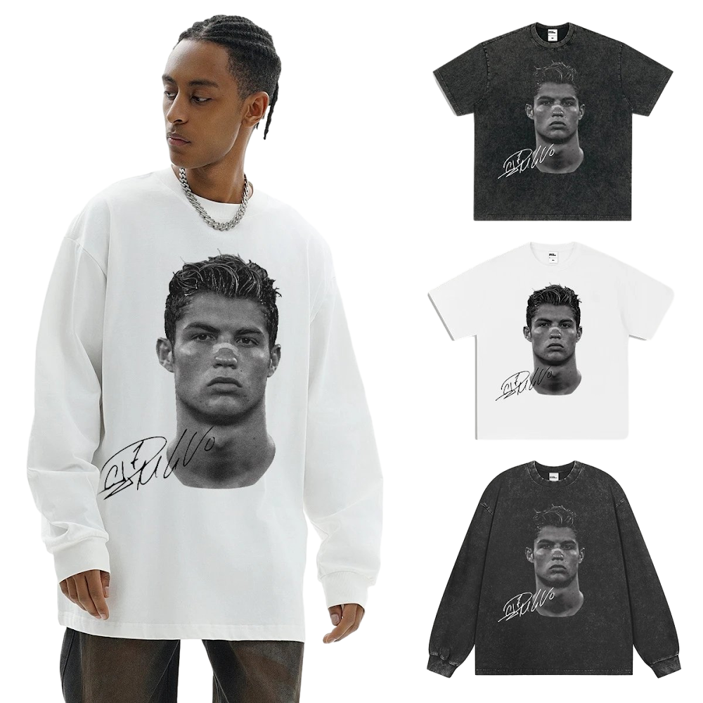 Cristiano Ronaldo Portrait Signature Short Sleeve T Shirt