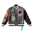 Off White Leather Varsity Jacket