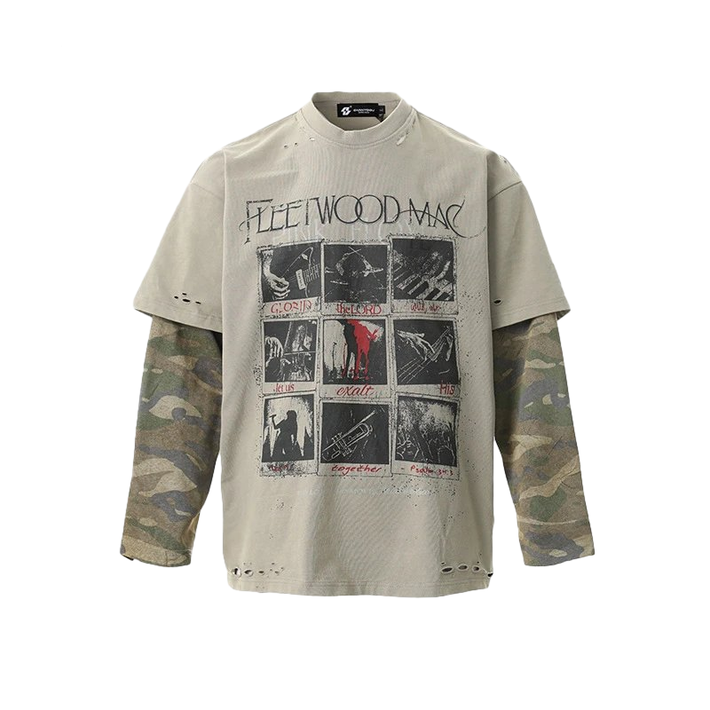 Fleetwood Mac Double Layer Camo Sleeve Vintage T Shirt