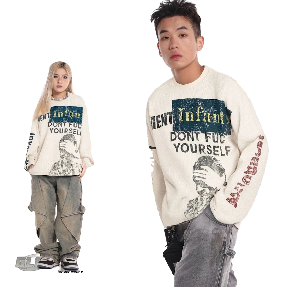 Vintage Infant Distressed Print Long Sleeve Tee
