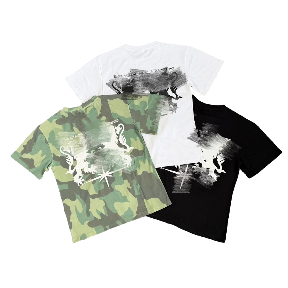 Divin Beast T-Shirt / Camouflage White Black