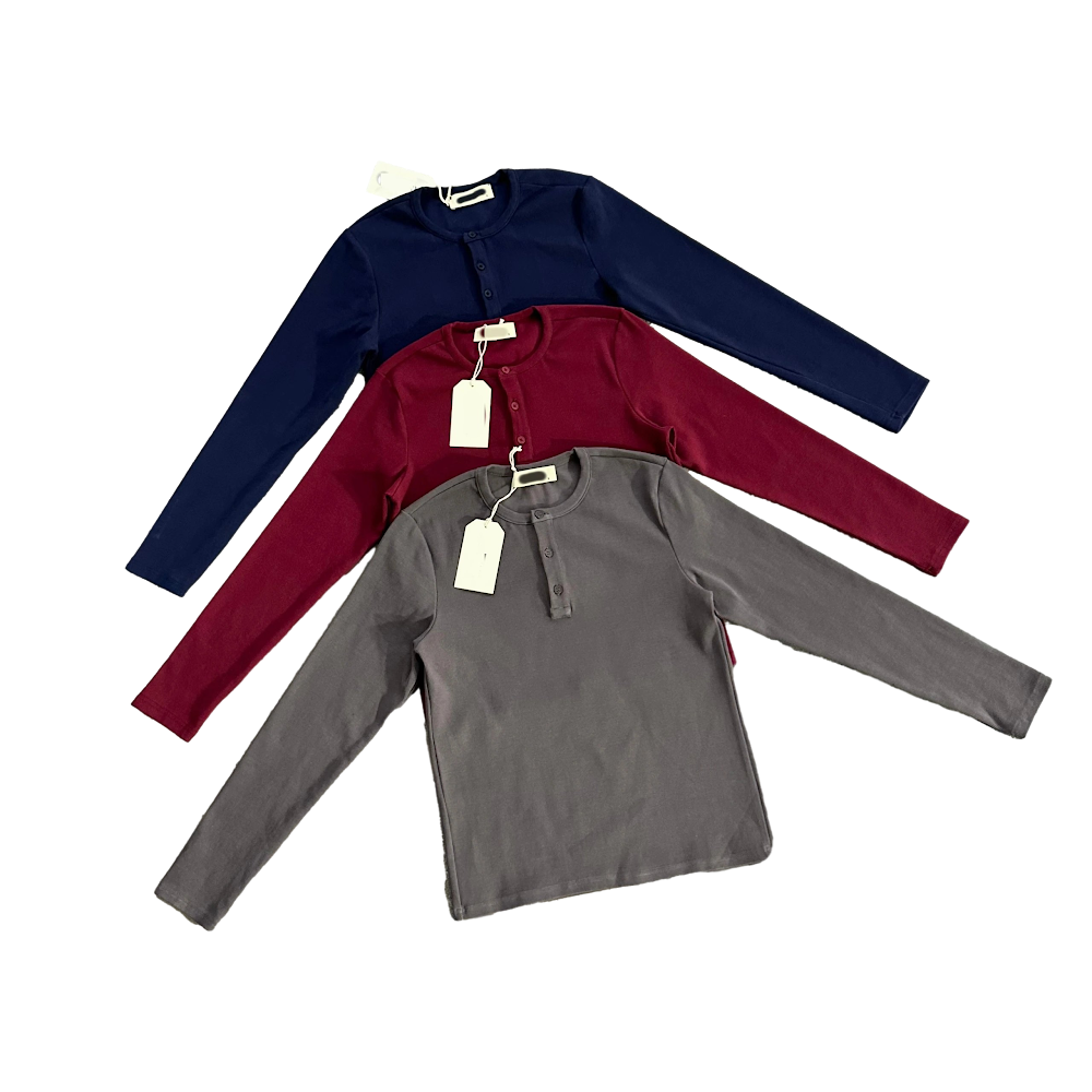Anovair Ribbed Henry Shirt / Red / Grey / Navy Blue