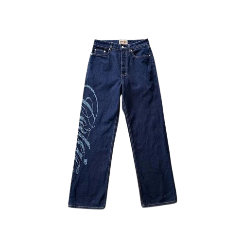 Corteiz Dark Blue Baggy Jeans