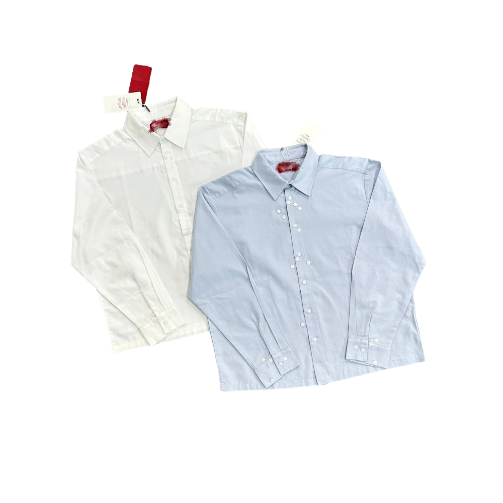 Mutimer Long Sleeve Shirt / White / Blue